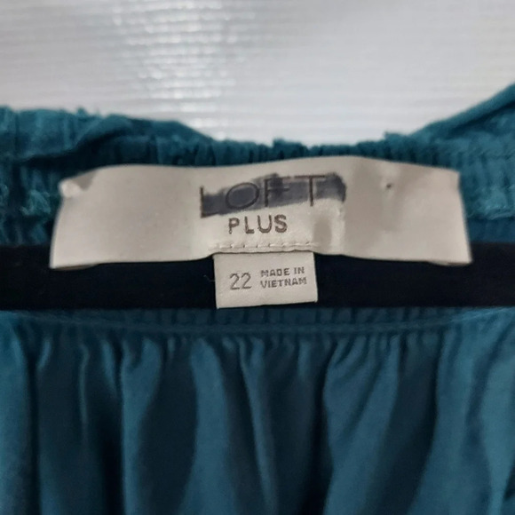 LOFT Plus Dark Teal Blue Clip Dot Romper in Size 22 - Picture 3 of 13